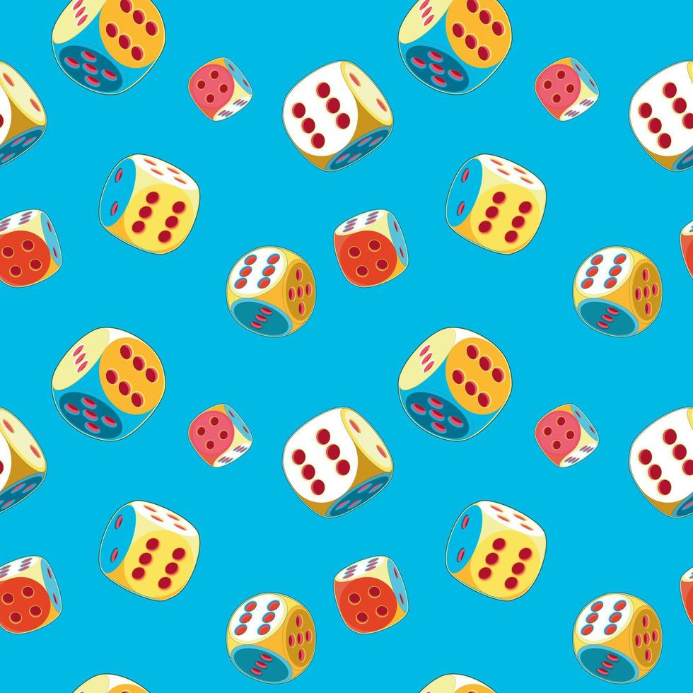 Sky blue seamless pattern of Lucky Dice with six, pop art trend vector