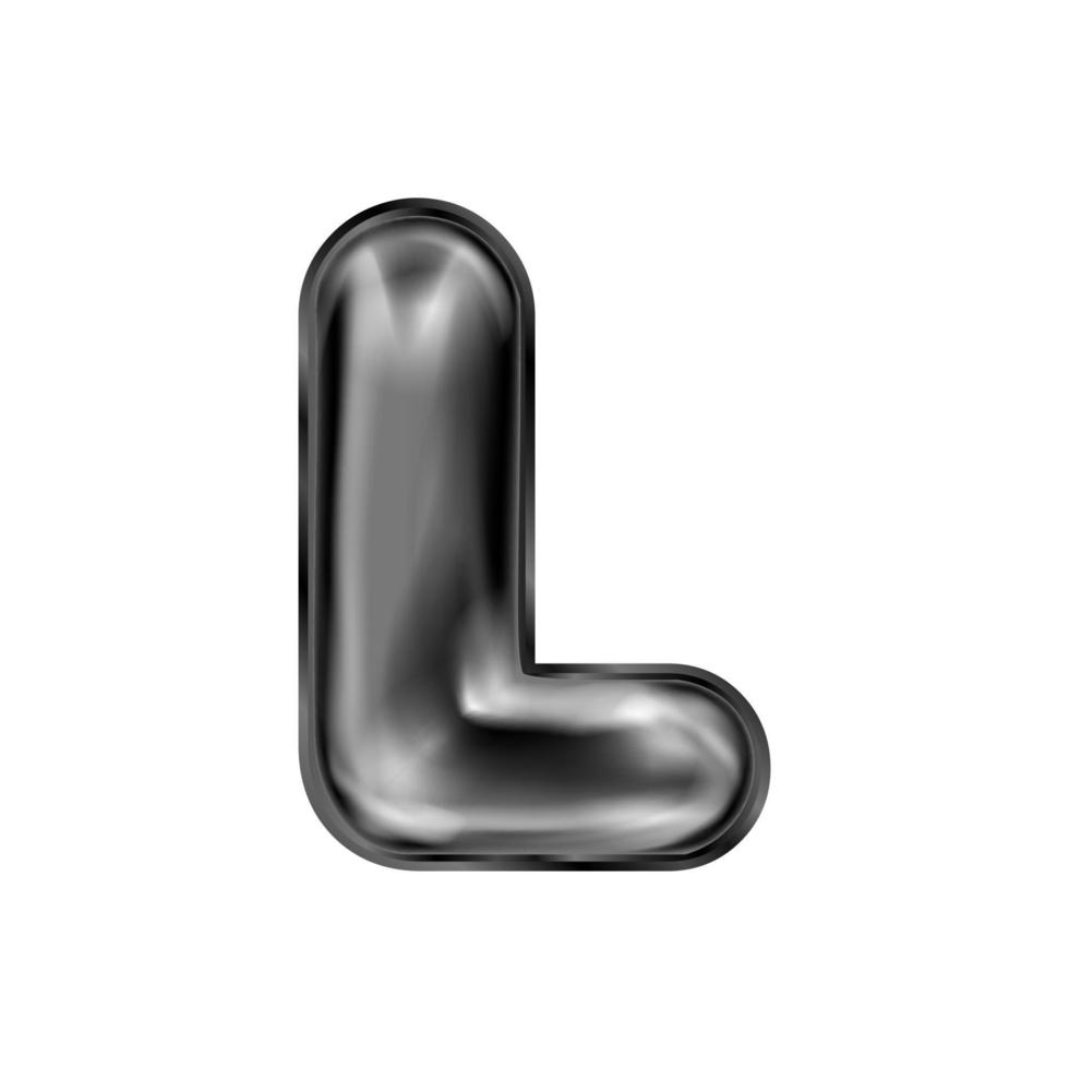 símbolo del alfabeto inflado de látex negro, letra aislada l vector