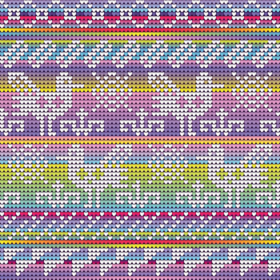 Christmas knitting seamless pattern with birds. Neon colors gradient background vector