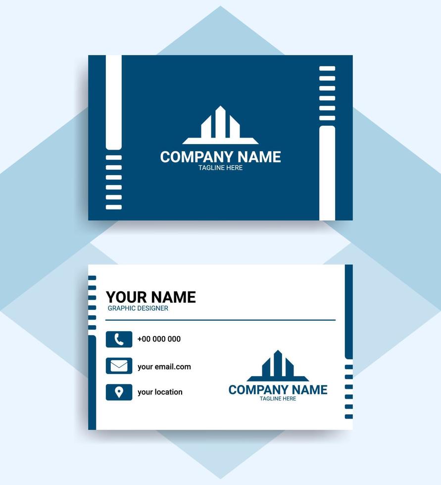 simple blue business card template vector