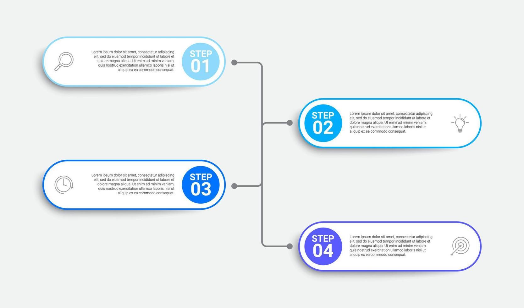 diseño infográfico con 4 iconos y opciones para los pasos del proceso empresarial vector