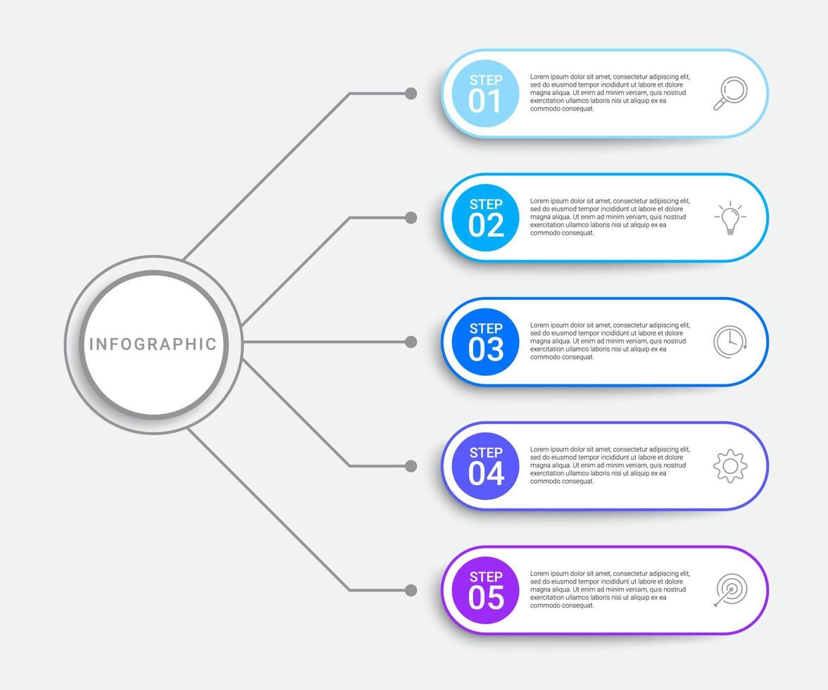 diseño infográfico con iconos y 5 opciones o pasos. infografía para el concepto de negocio vector