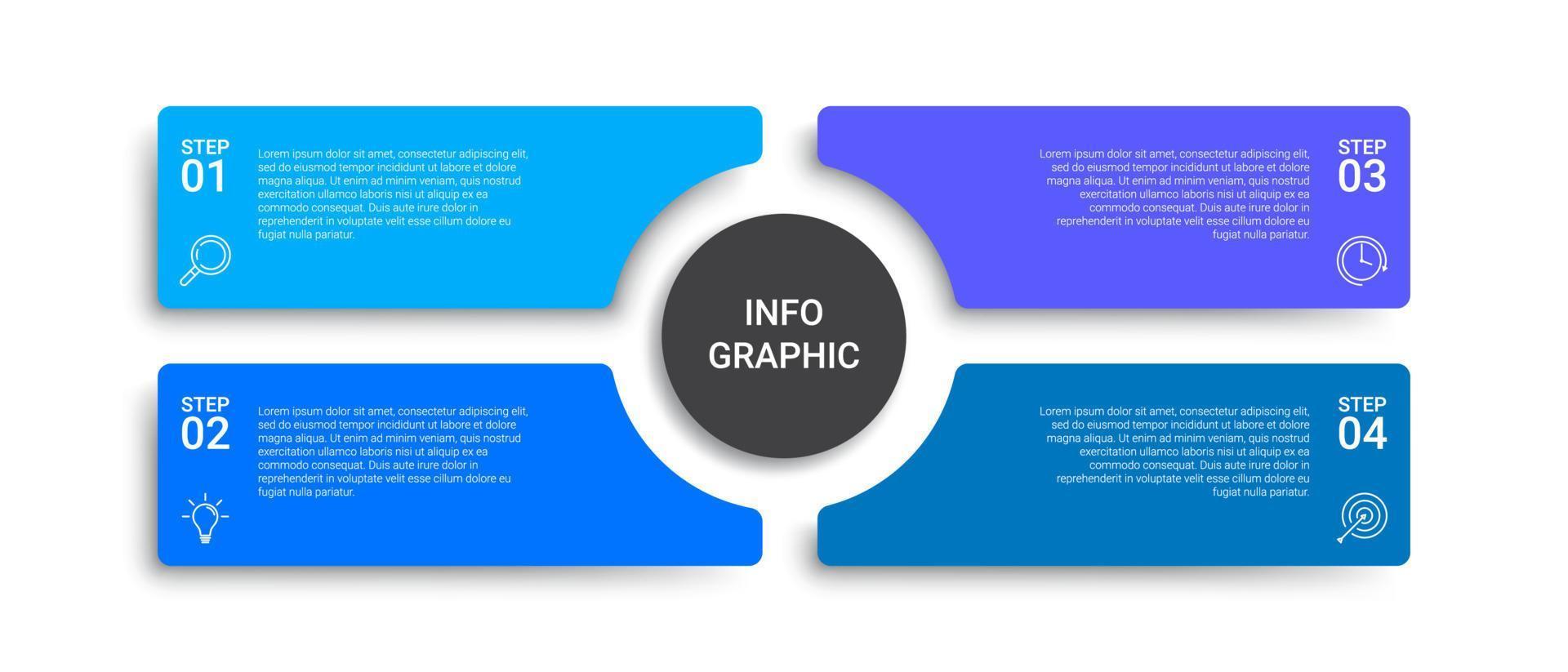 diseño infográfico con iconos y 4 opciones o pasos. para proceso de negocio vector