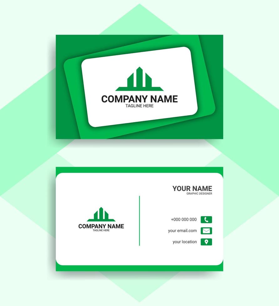 green simple business card template vector
