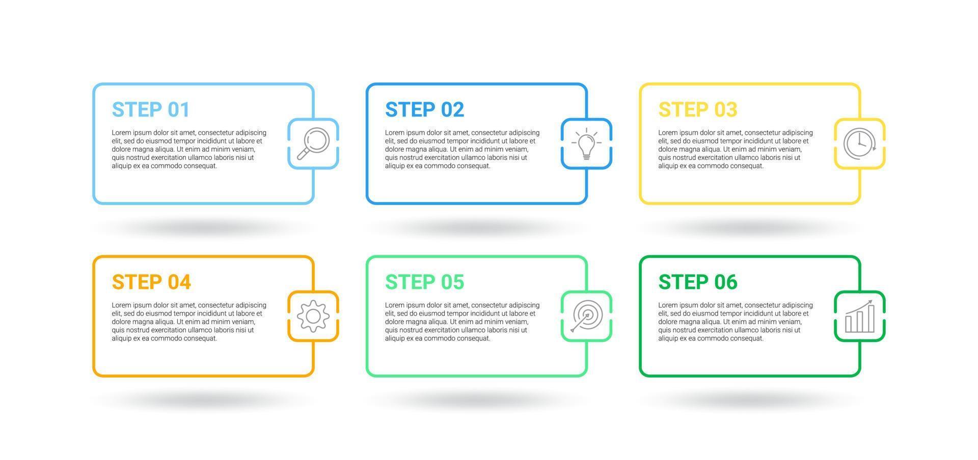 diseño infográfico con iconos y 6 opciones o pasos. infografía para el concepto de negocio vector