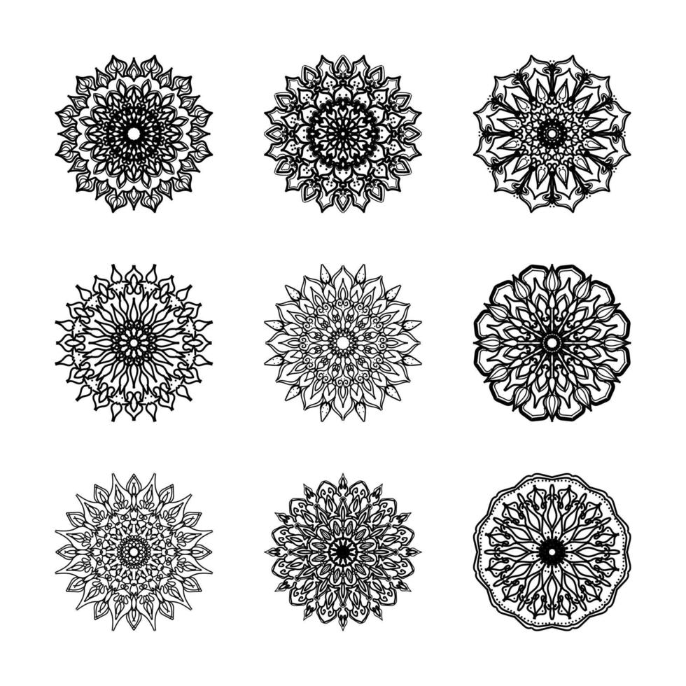 Collections Circular pattern in the form of a mandala for Henna, Mehndi, tattoos. Coloring book page. vector