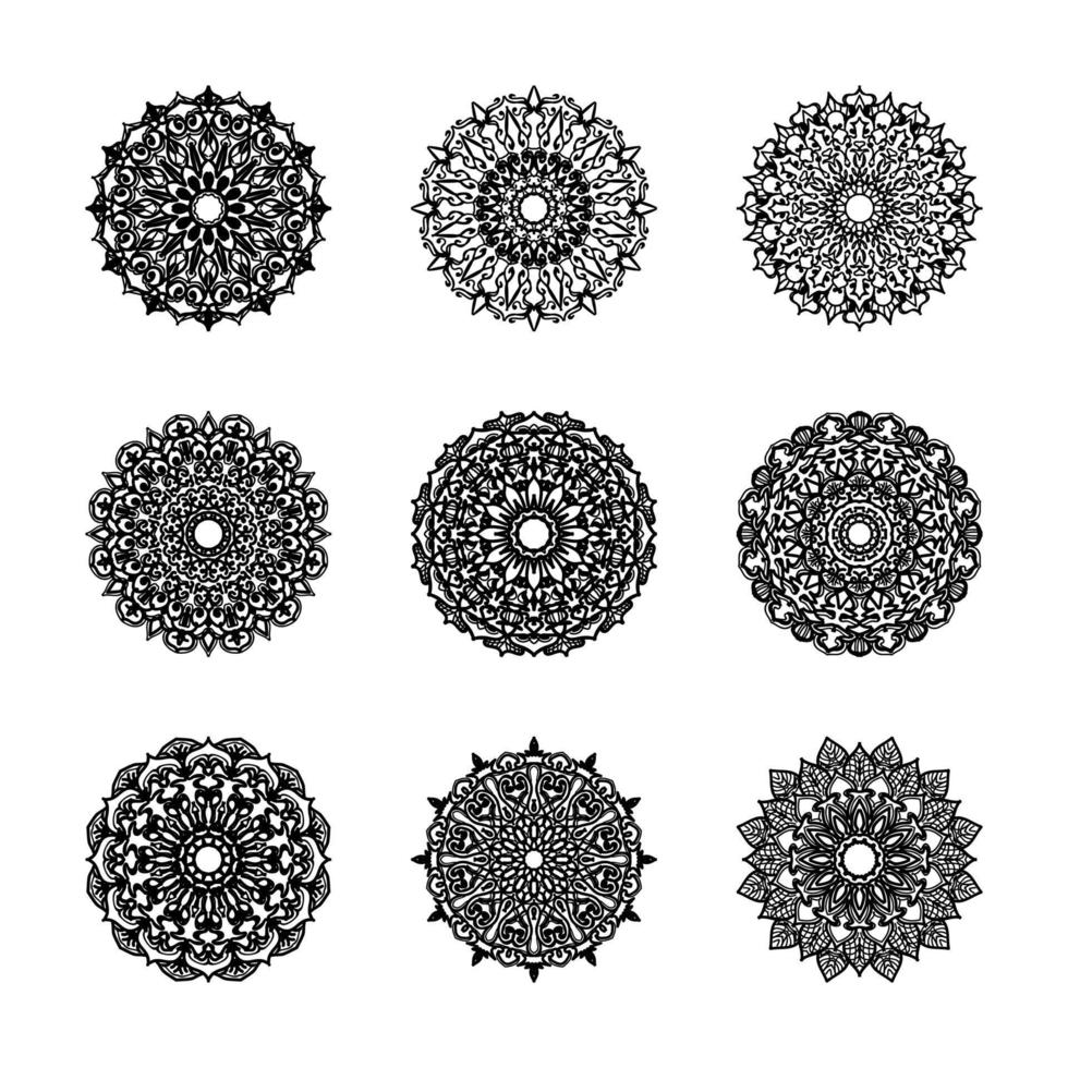 colecciones patrón circular en forma de mandala para henna, mehndi, tatuajes. página del libro para colorear. vector