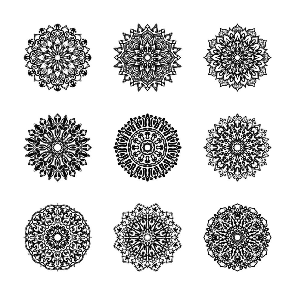 colecciones patrón circular en forma de mandala para henna, mehndi, tatuajes. página del libro para colorear. vector