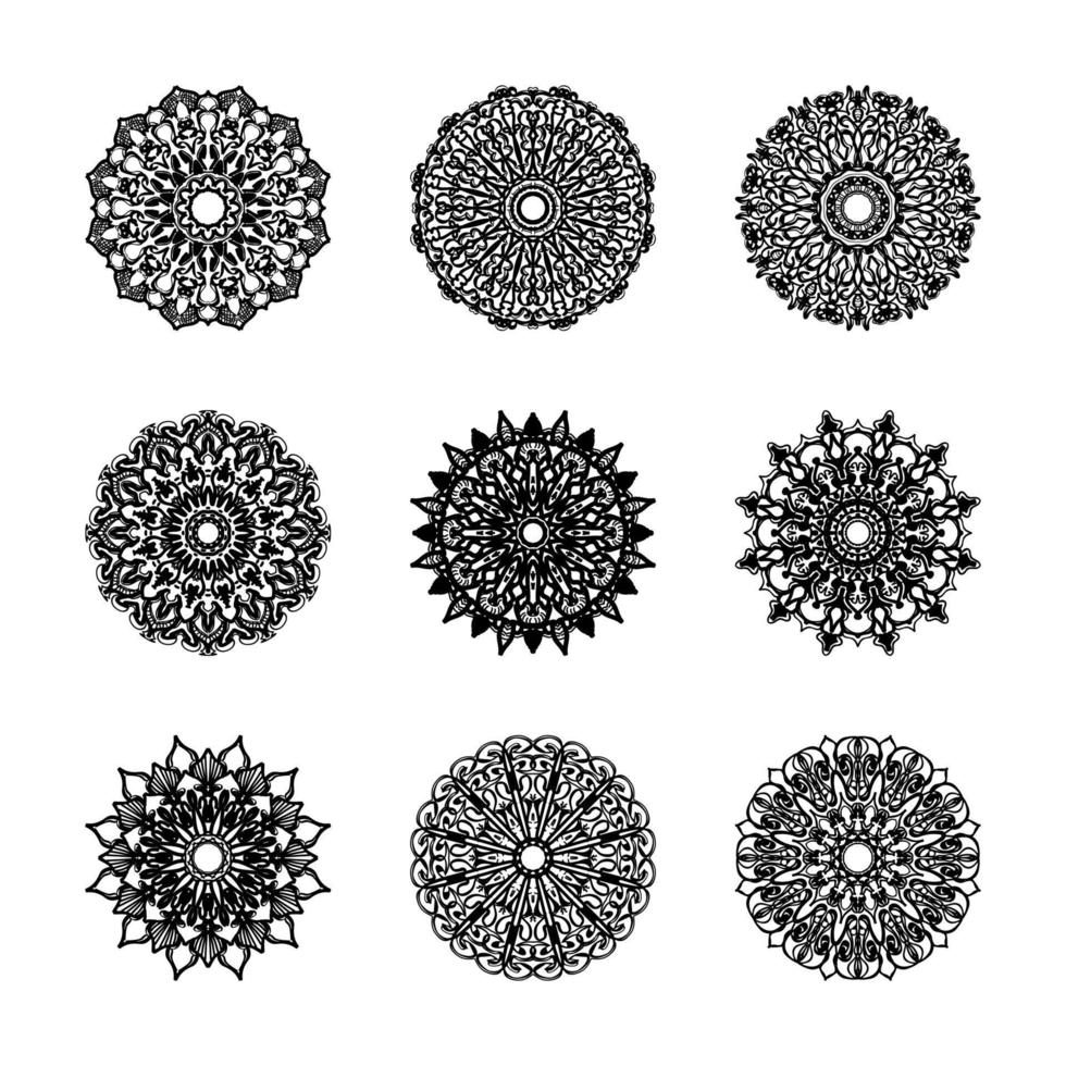 Collections Circular pattern in the form of a mandala for Henna, Mehndi, tattoos. Coloring book page. vector