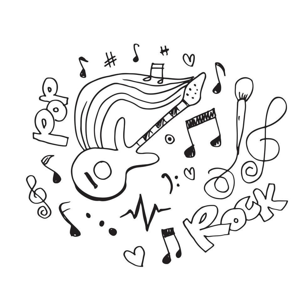 Music Background Hand drawn music set illustration. illustration of music image for design concept. vector