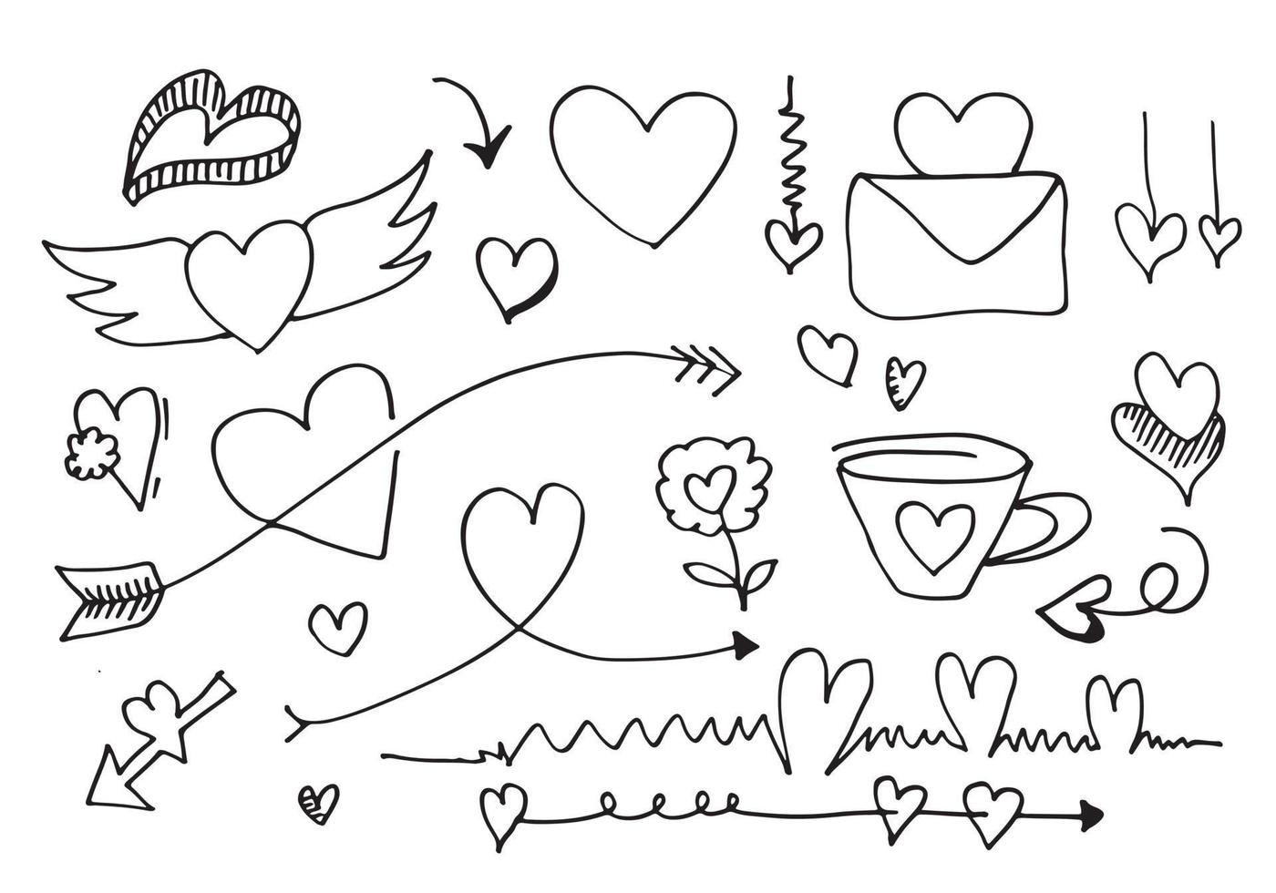 Set of love. Hand drawing. Doodle style. for your design. vector