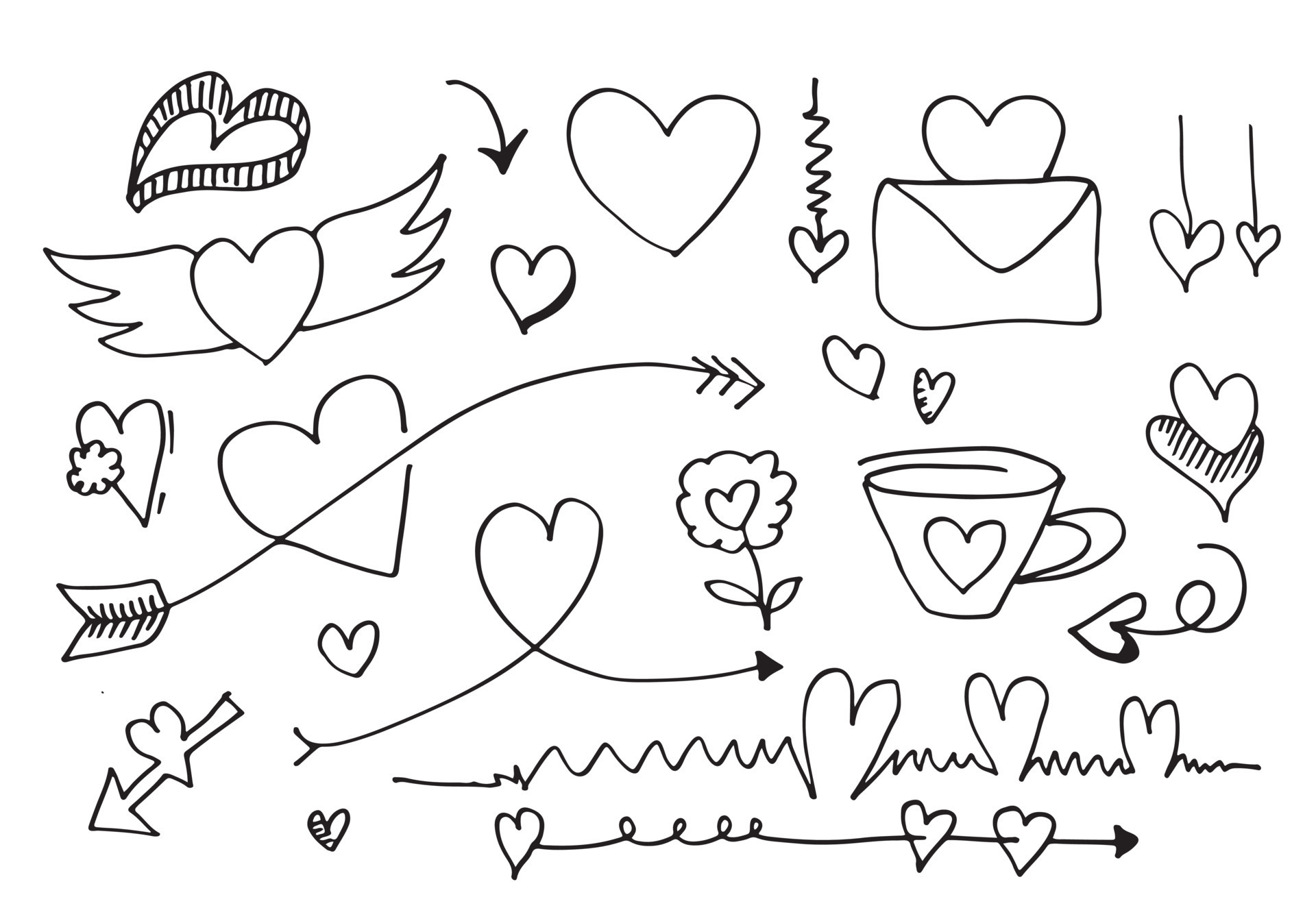 Set of love. Hand drawing. Doodle style. for your design. 8039059 Vector  Art at Vecteezy