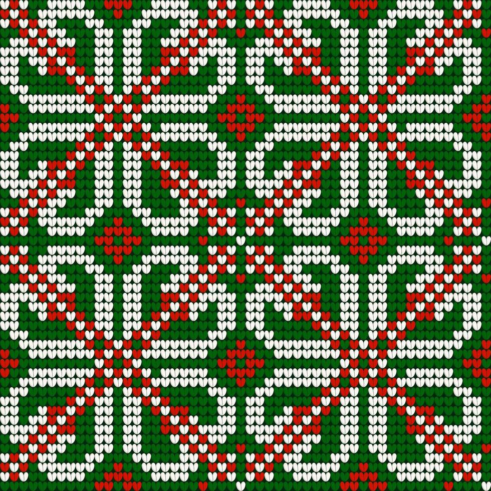 patrón de tejido de la abuela en colores rojo, verde y blanco para suéter feo de navidad vector