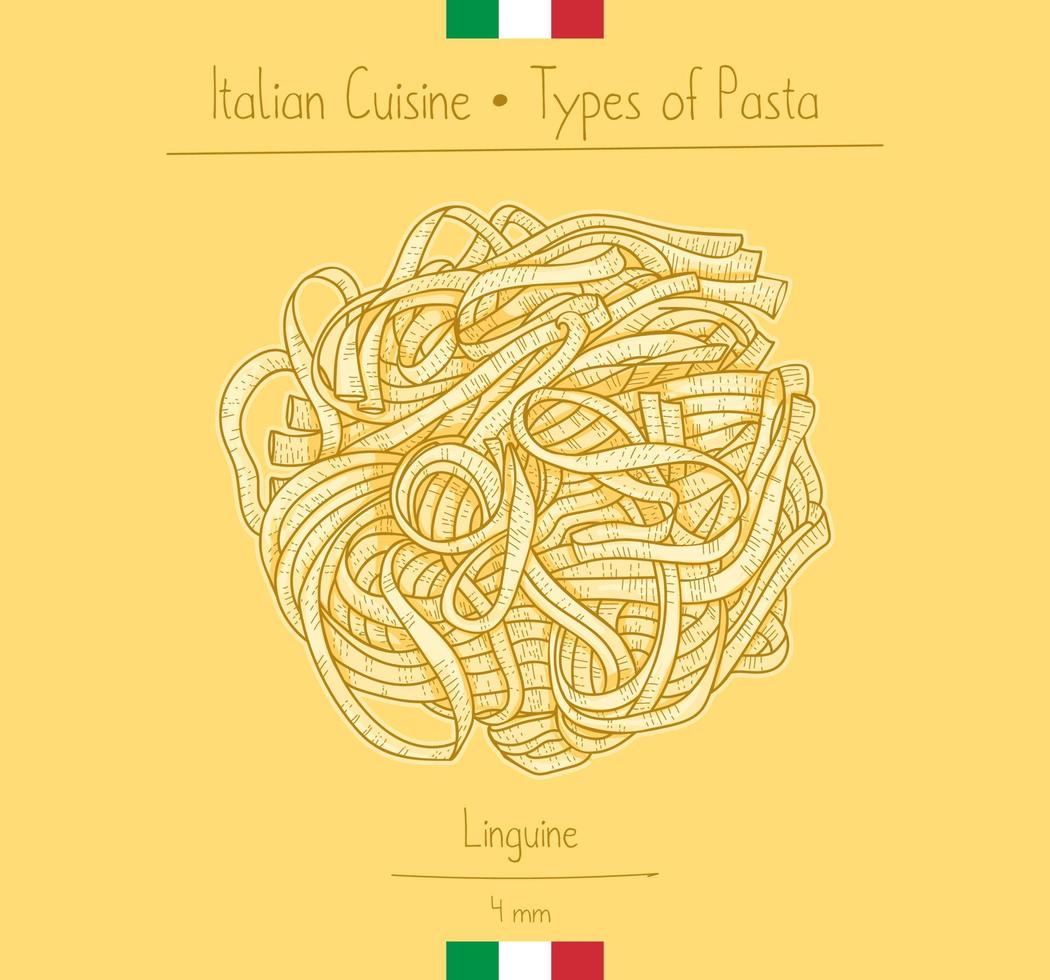 pasta de linguini de comida italiana, ilustración de bocetos en el estilo vintage vector