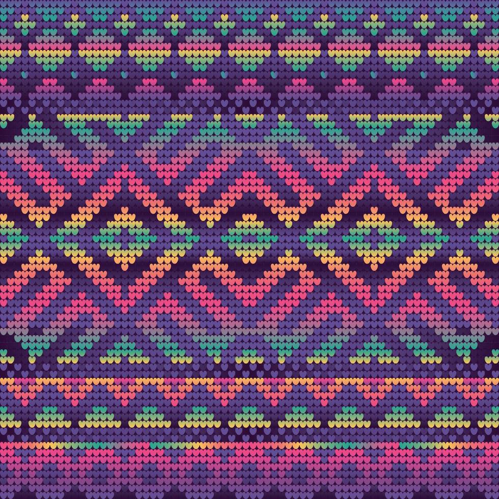 Violet Gradient Colors Seamless Pattern of Christmas Knitting vector