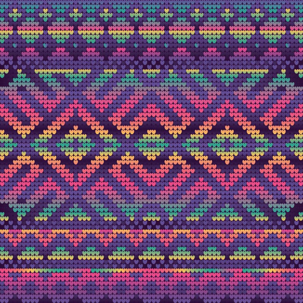 Violet Gradient Colors Seamless Pattern of Christmas Knitting vector