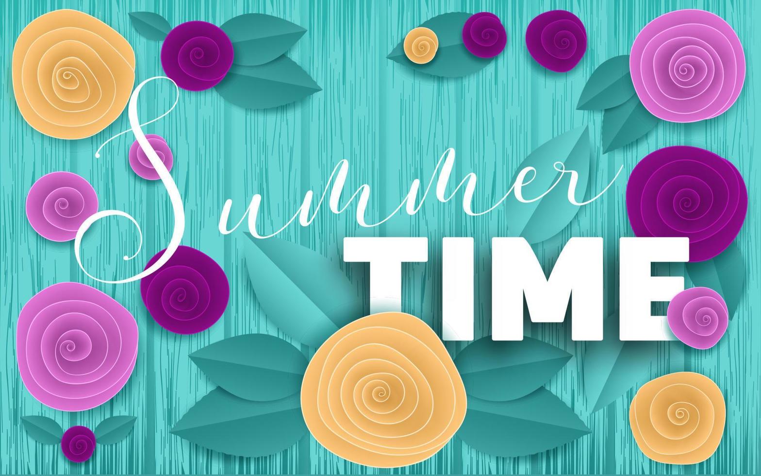 Cut paper floral vector banner Summer time