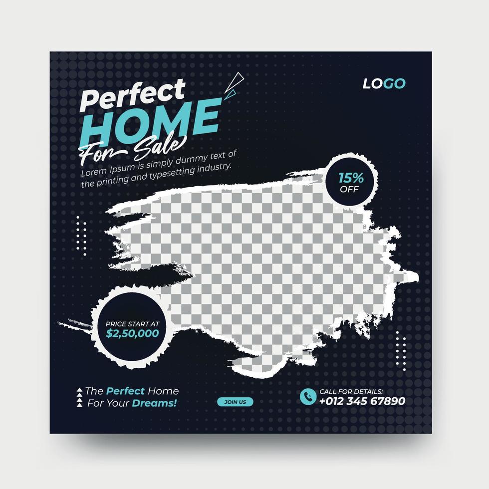 Creative Home sale business social media post design vector template