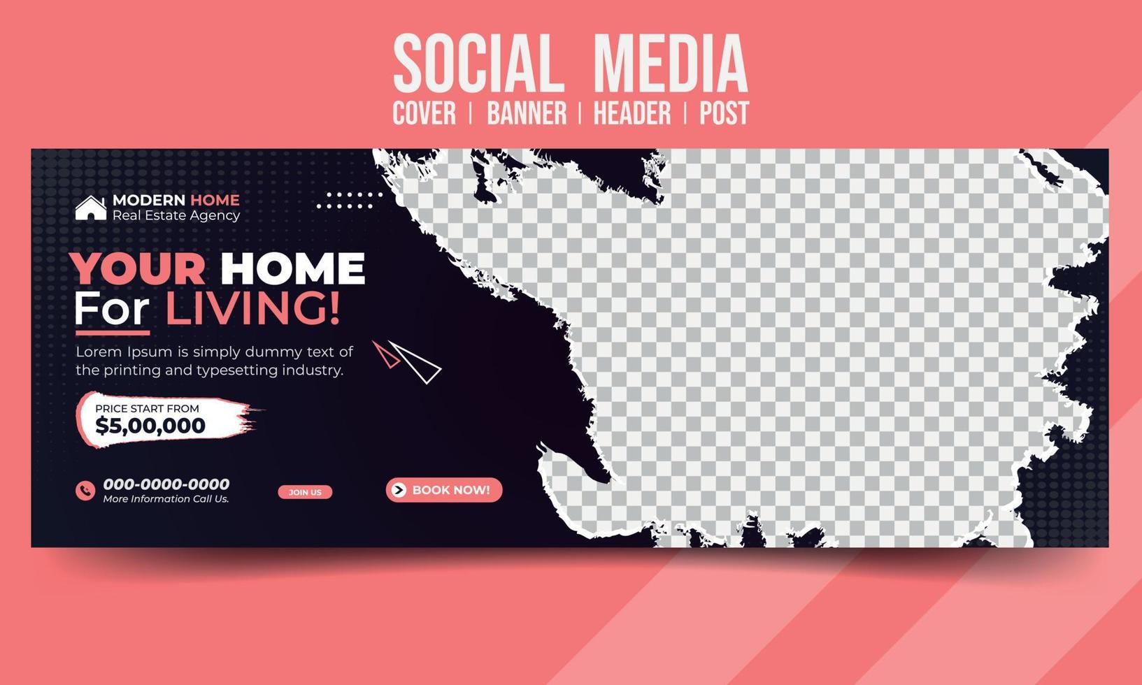 Home for living business home sale social media cover banner header post design vector template