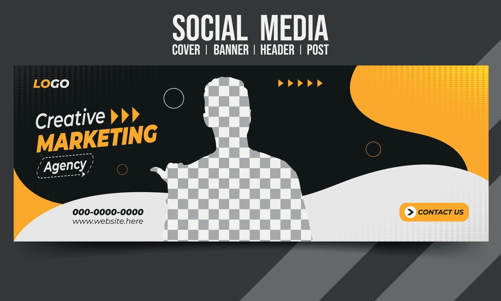 Creative marketing agency social media cover banner header post vector template