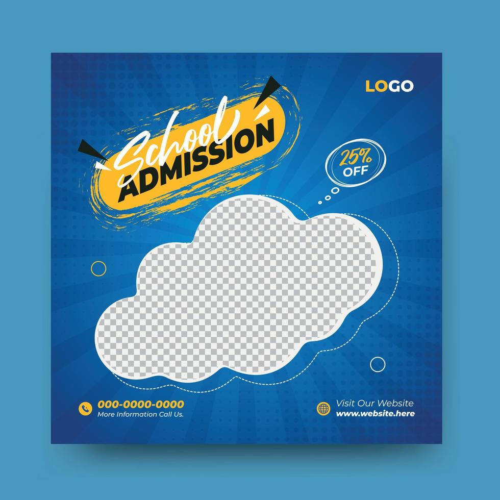 Modern School Admission social media post design vector template