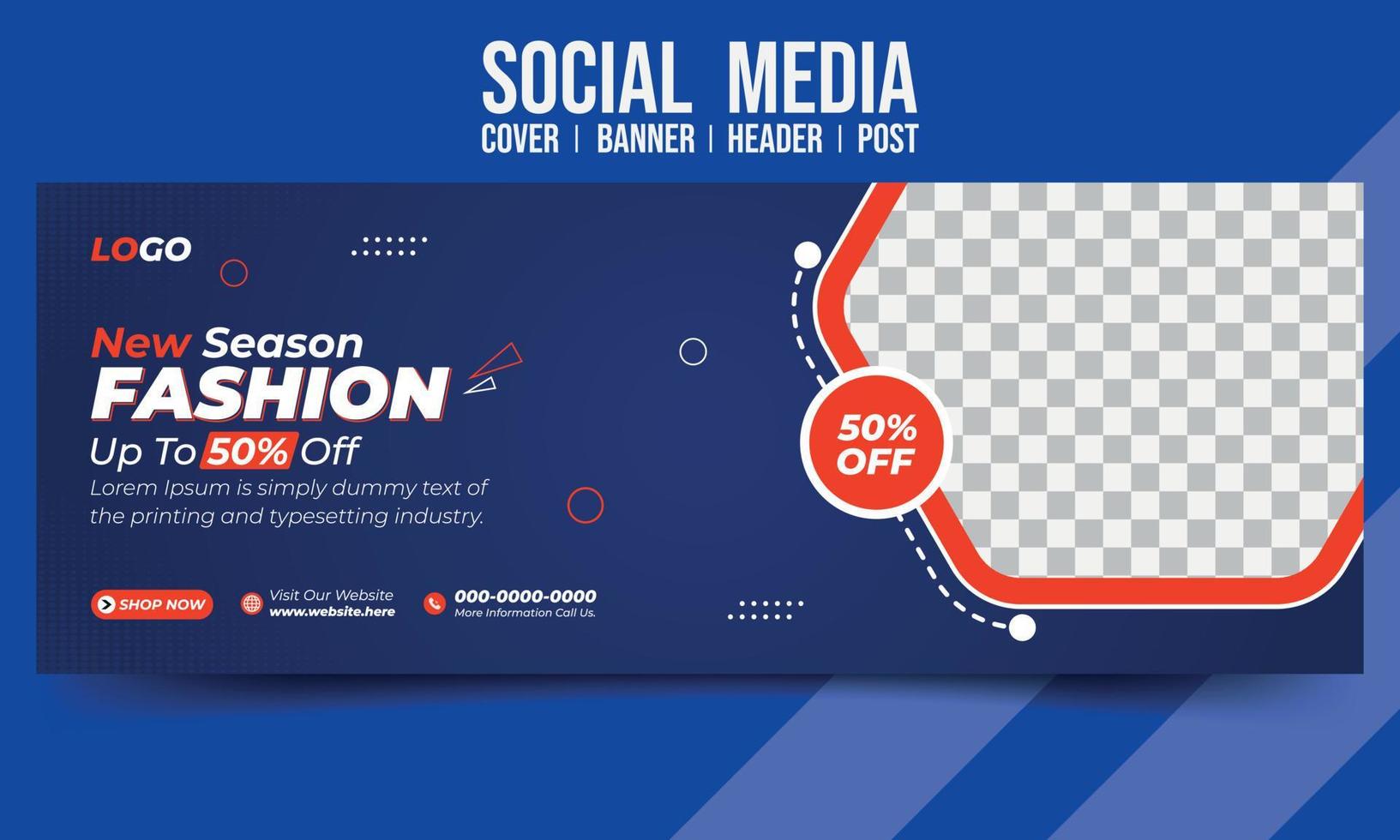 New Season Fashion super sale social media cover banner header post vector template design