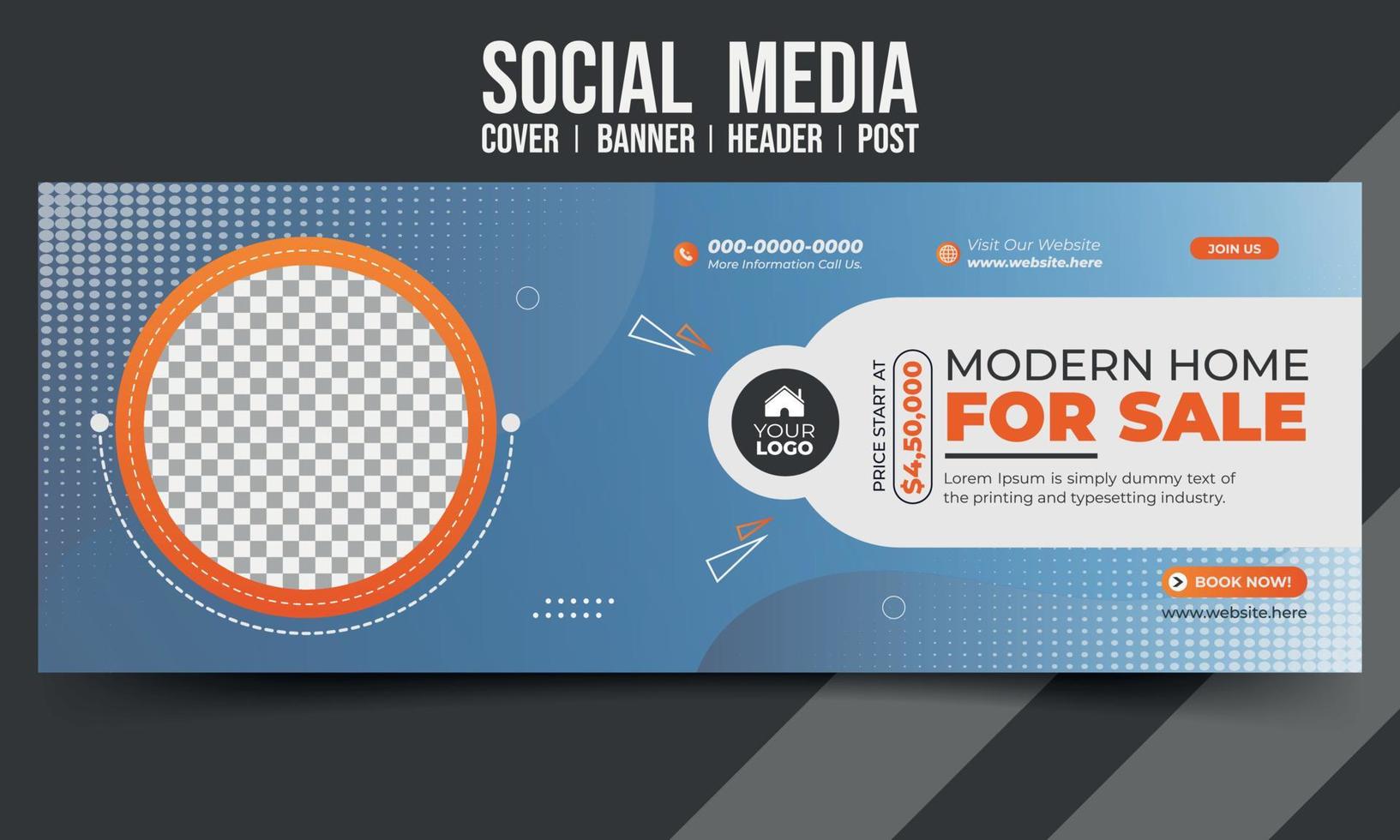 Home for sale business social media cover banner header post design vector template