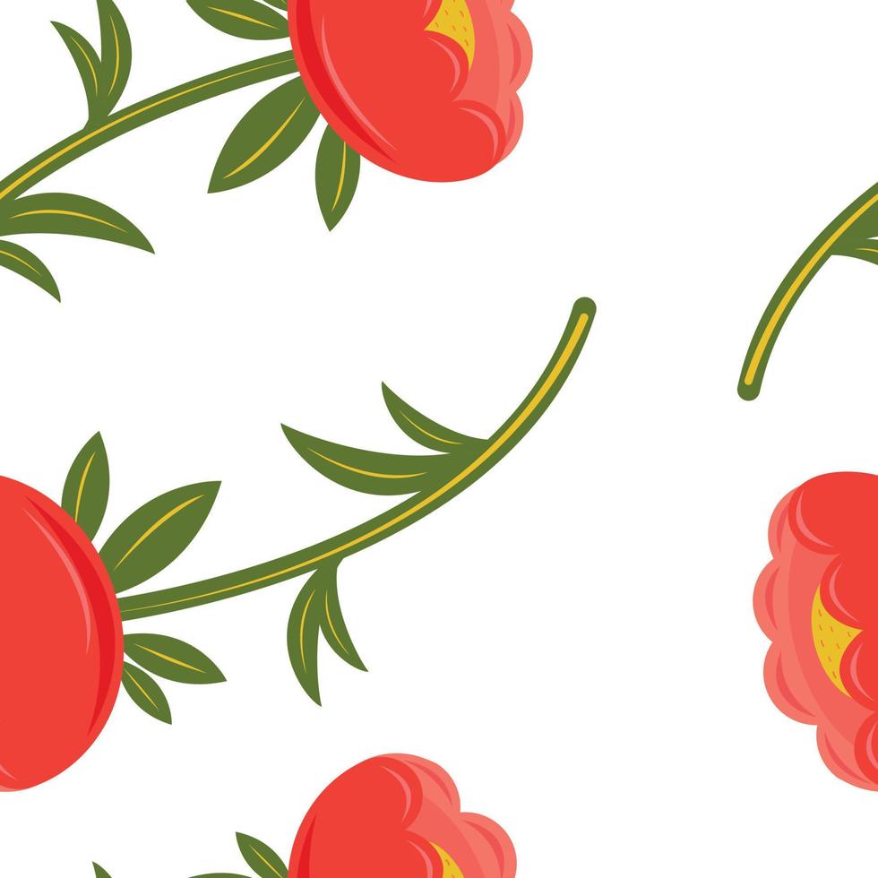 bright seamless pattern with red flowers vector