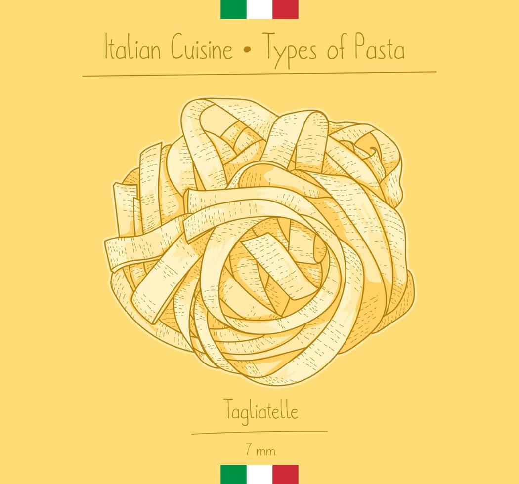 Comida italiana tagliatelle pasta, dibujo ilustración en el estilo vintage vector