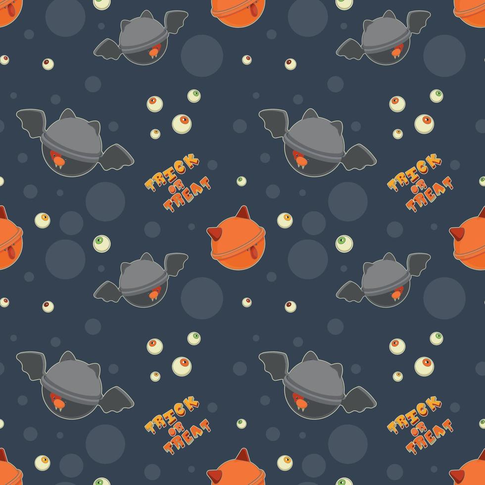 Monsters lolipops of Halloween. Seamless pattern of Trendy Pop Art style, dark background vector