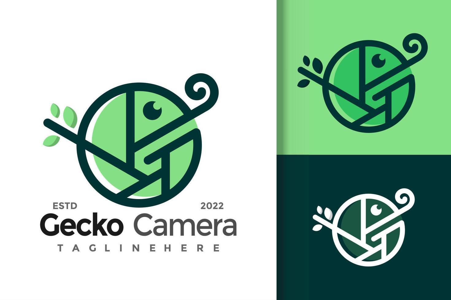 plantilla de vector de diseño de logotipo de cámara de gecko de letra g