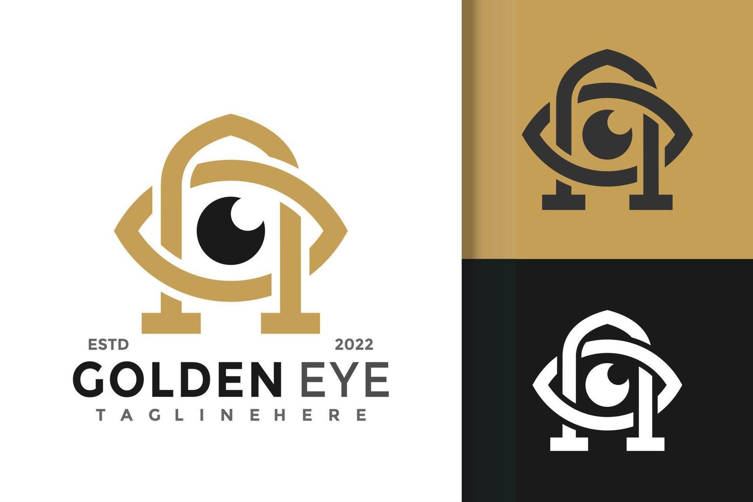 letra a plantilla de vector de diseño de logotipo de ojo dorado