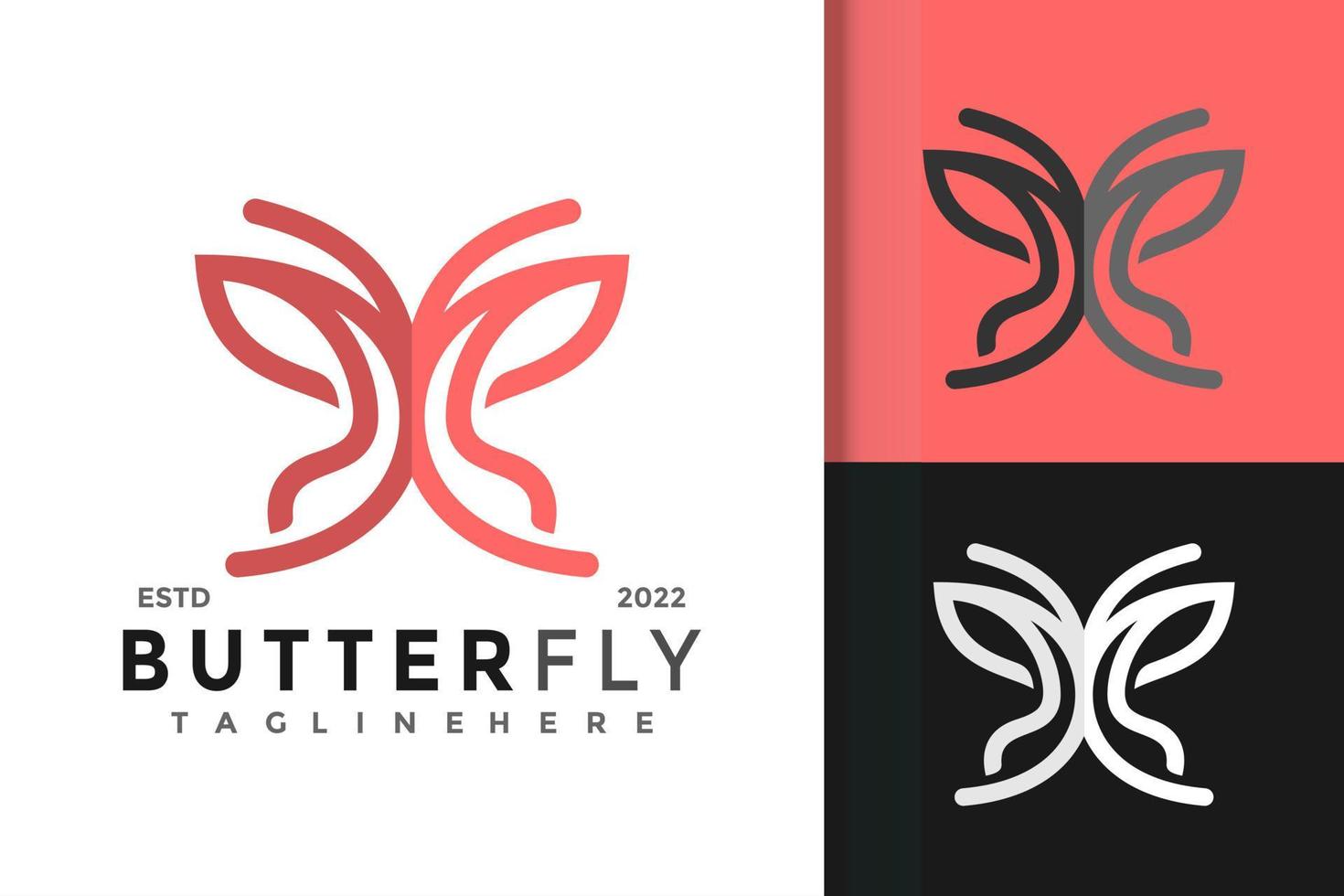 letra m mariposa elegante logotipo diseño vector plantilla