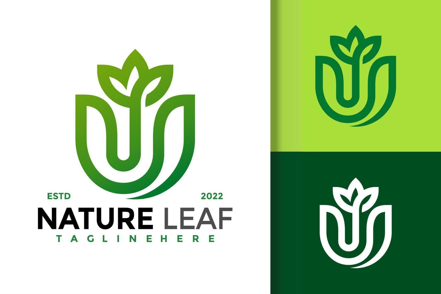 Letter U Nature Green Leaf Logo Design Vector Template
