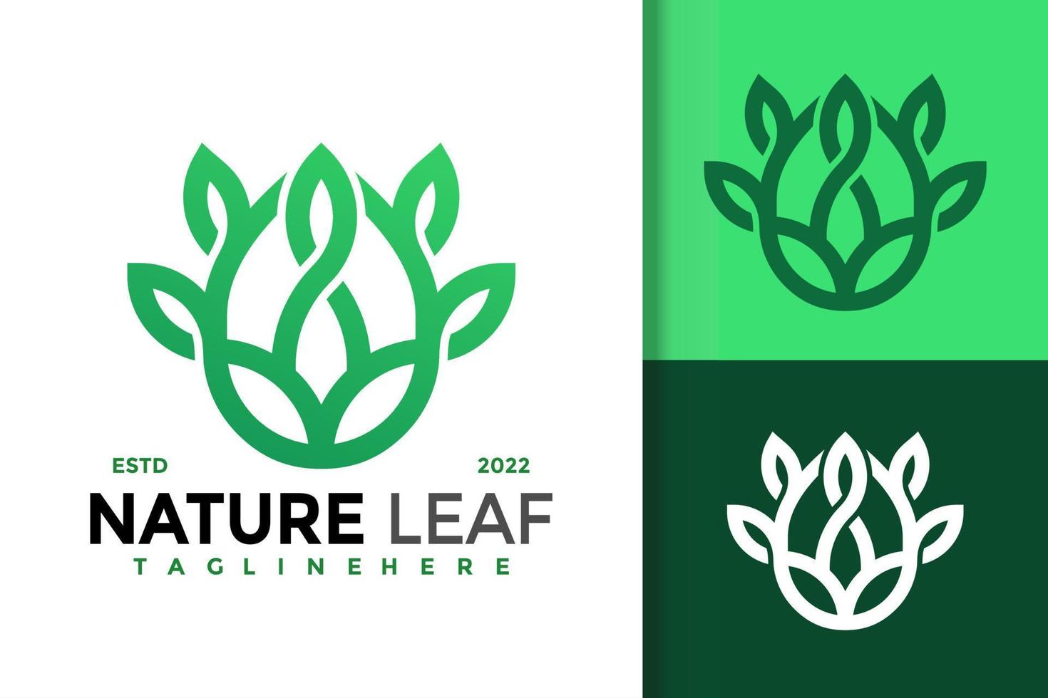 plantilla de vector de diseño de logotipo de hoja verde de naturaleza de loto