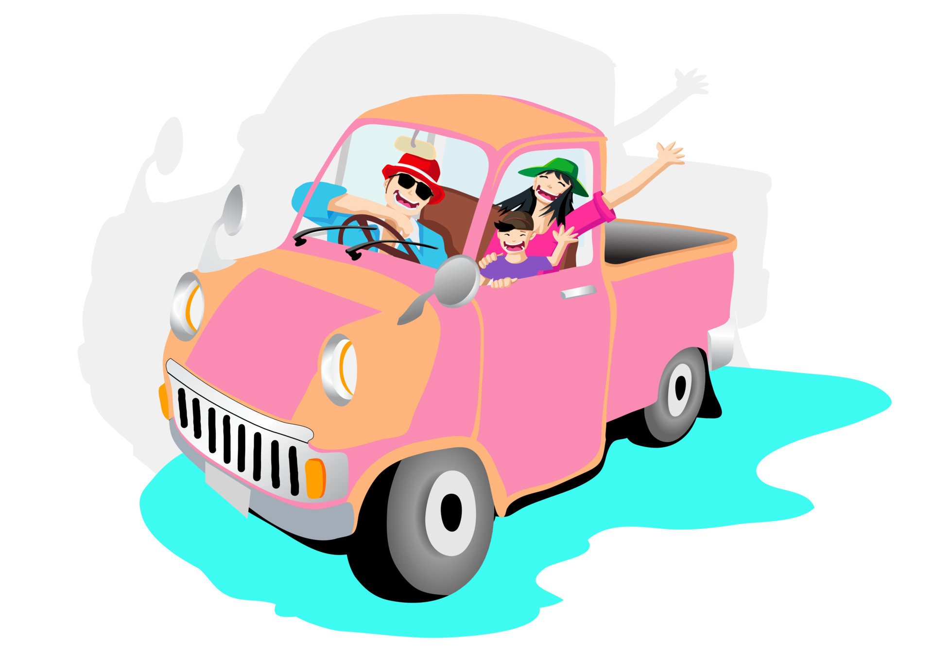 Family road trip. travel by car with kids. Vector, illustration. Stock  Vector