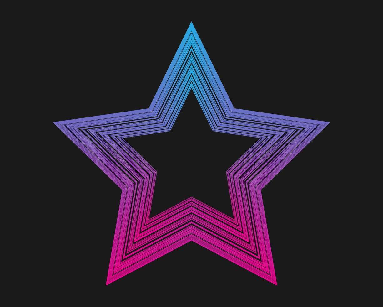 Star retro punk design element. technology star on black background. Vector illustration.