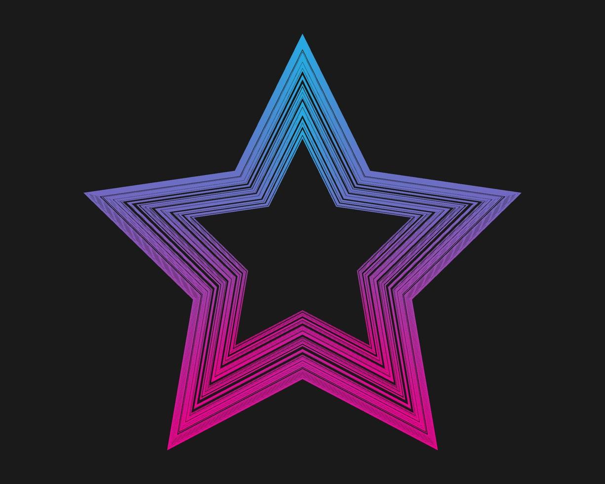 Star retro punk design element. technology star on black background. Vector illustration.