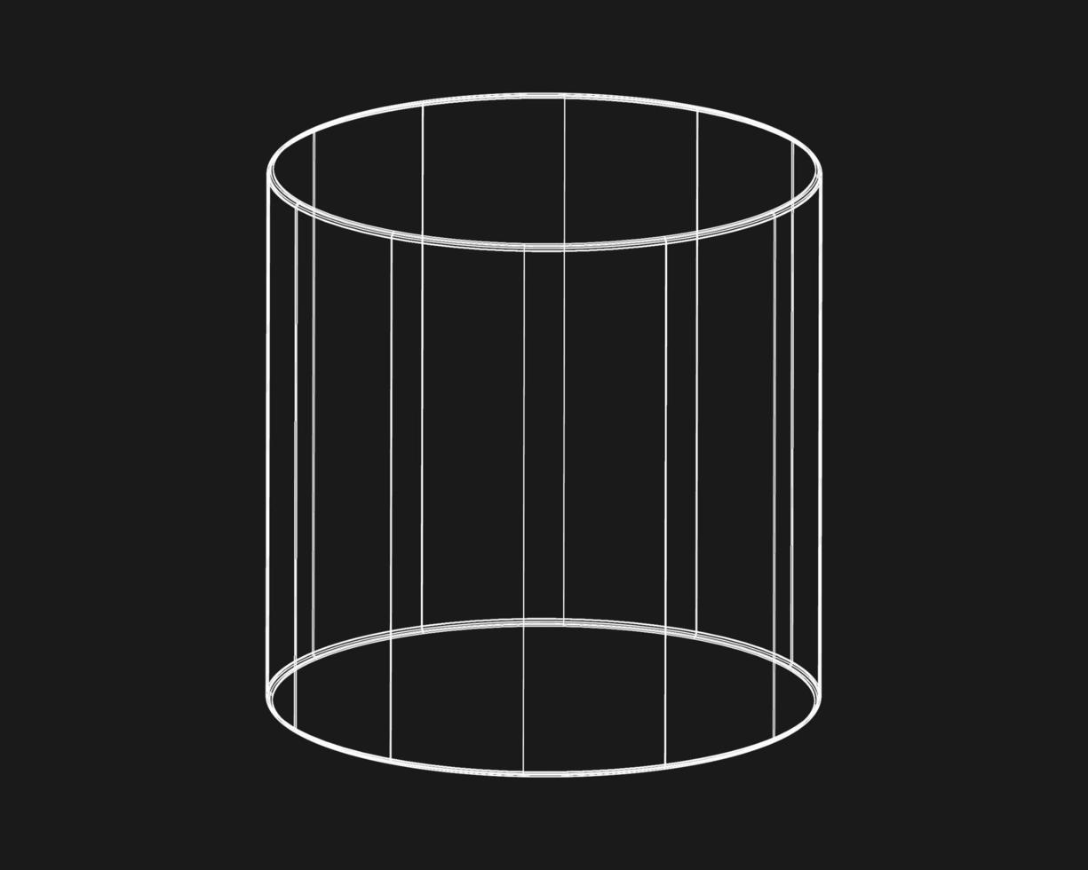 Cyber distorted shape, retro punk design element. Wireframe wave geometry shape on black background. Vector illustration