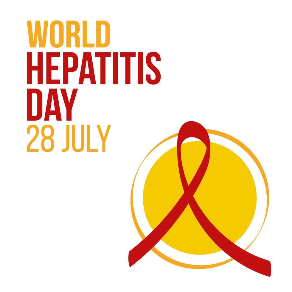 World hepatitis day concept. Banner template with yellow ribbon and text.  Vector illustration.