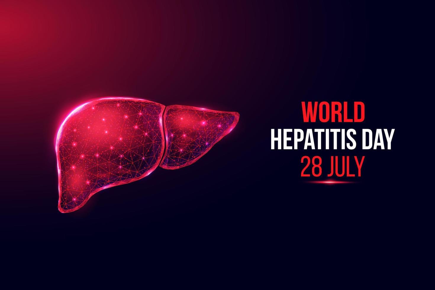 estructura metálica de hígado. concepto del día mundial de la hepatitis. plantilla de banner con hígado polivinílico bajo brillante. ilustración vectorial vector