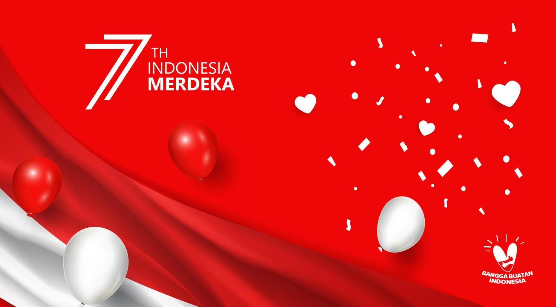 77 años, aniversario día de la independencia república de indonesia. diseño de plantilla de banner de ilustración vector