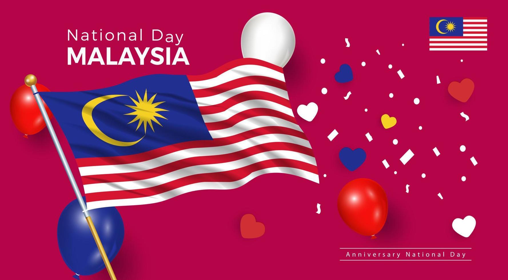 feliz aniversario día nacional de malasia. pancartas diseño de volante póster vector