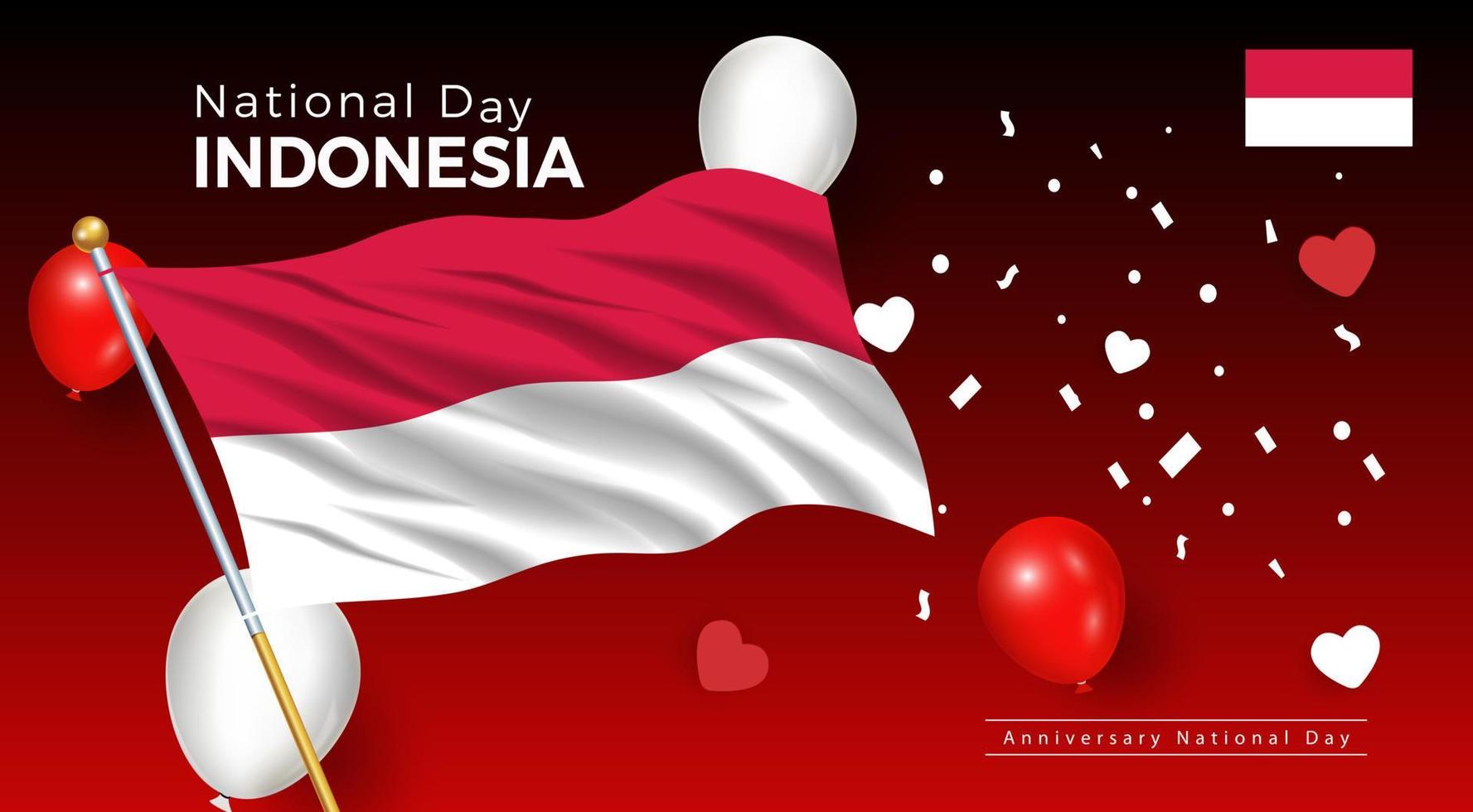 feliz aniversario día nacional de indonesia. pancartas diseño de volante póster vector