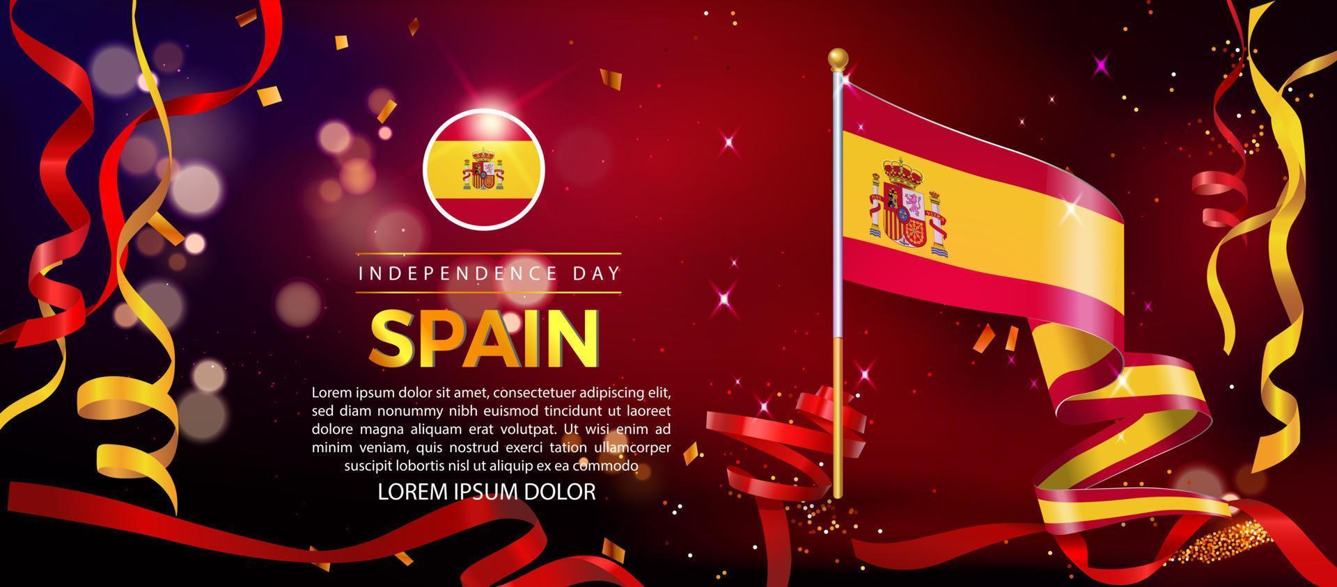 día de la independencia de españa. ilustración de banner, diseño de plantilla de póster vector