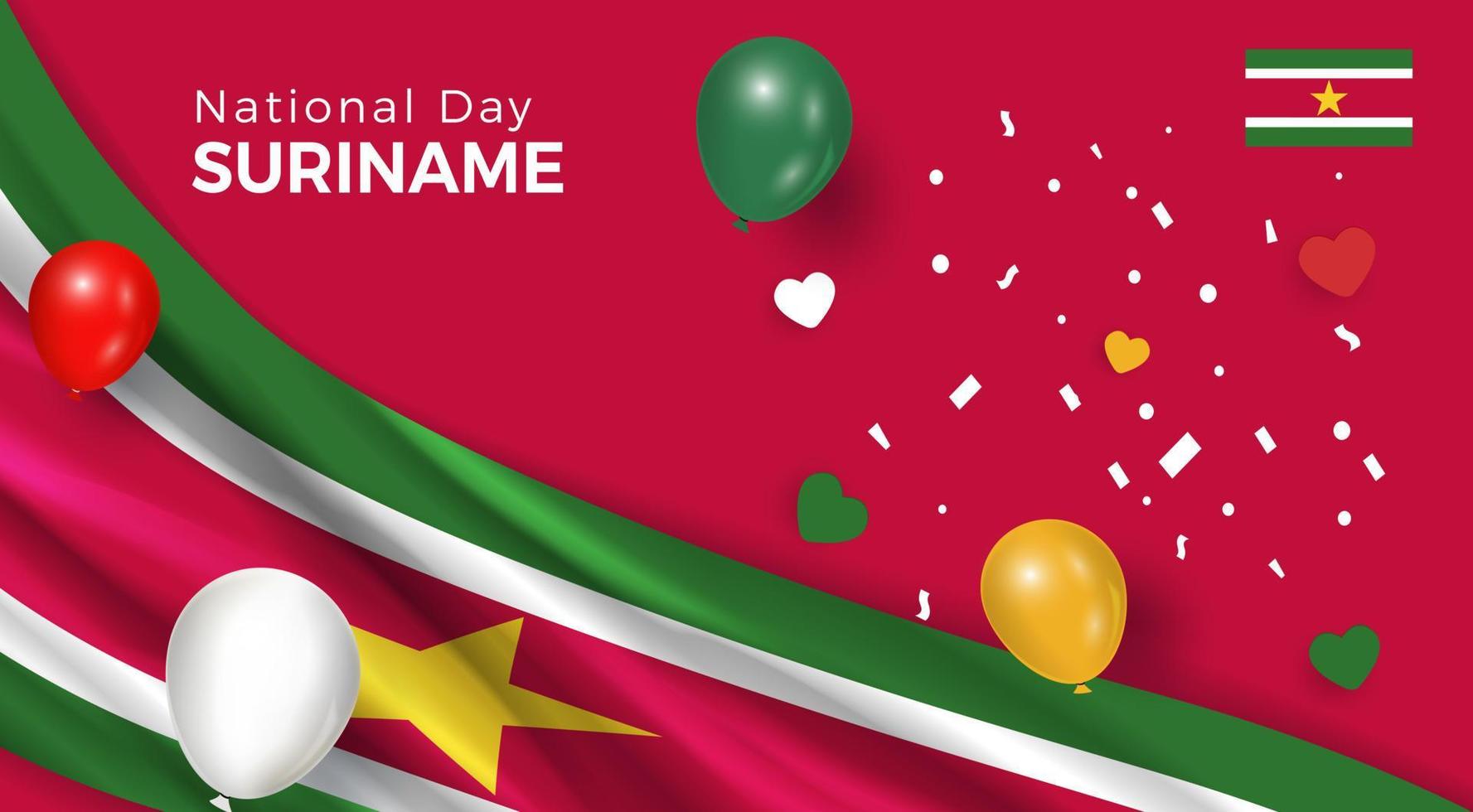 Happy National Day Suriname. Banner, Greeting card, Flyer design. Poster Template Design vector