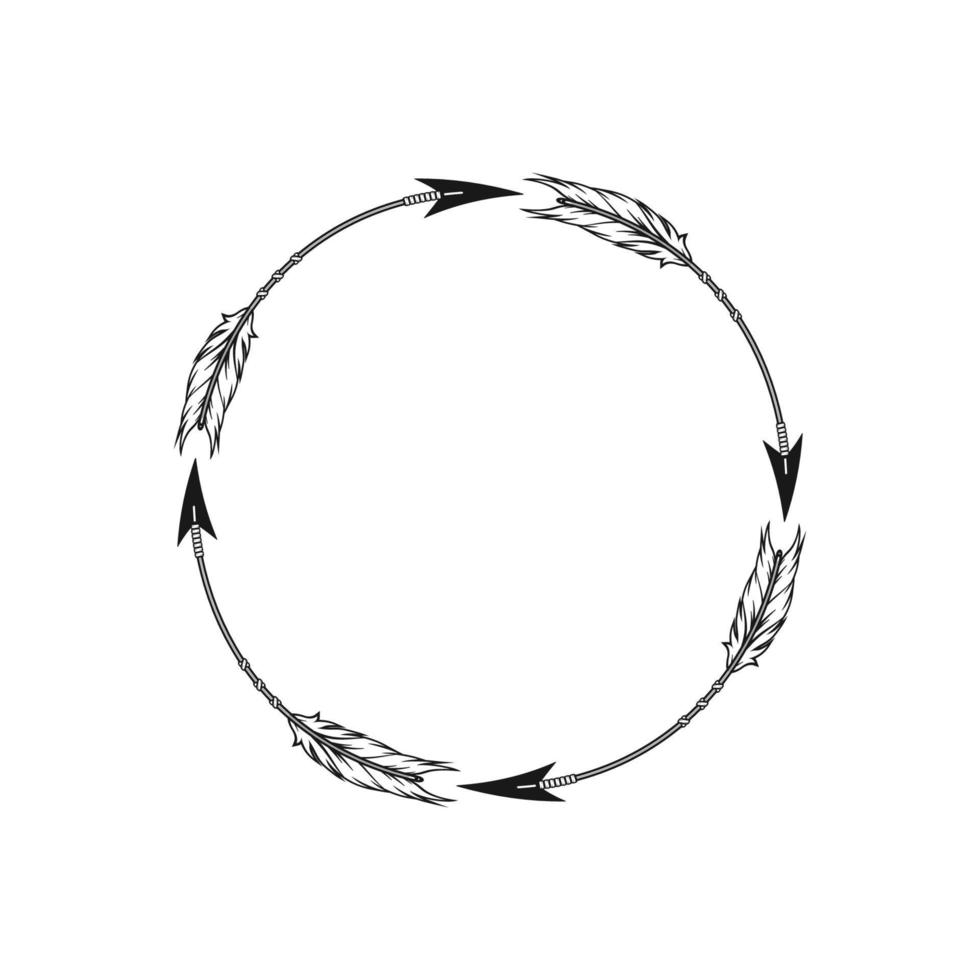 círculo flecha monograma marco vector