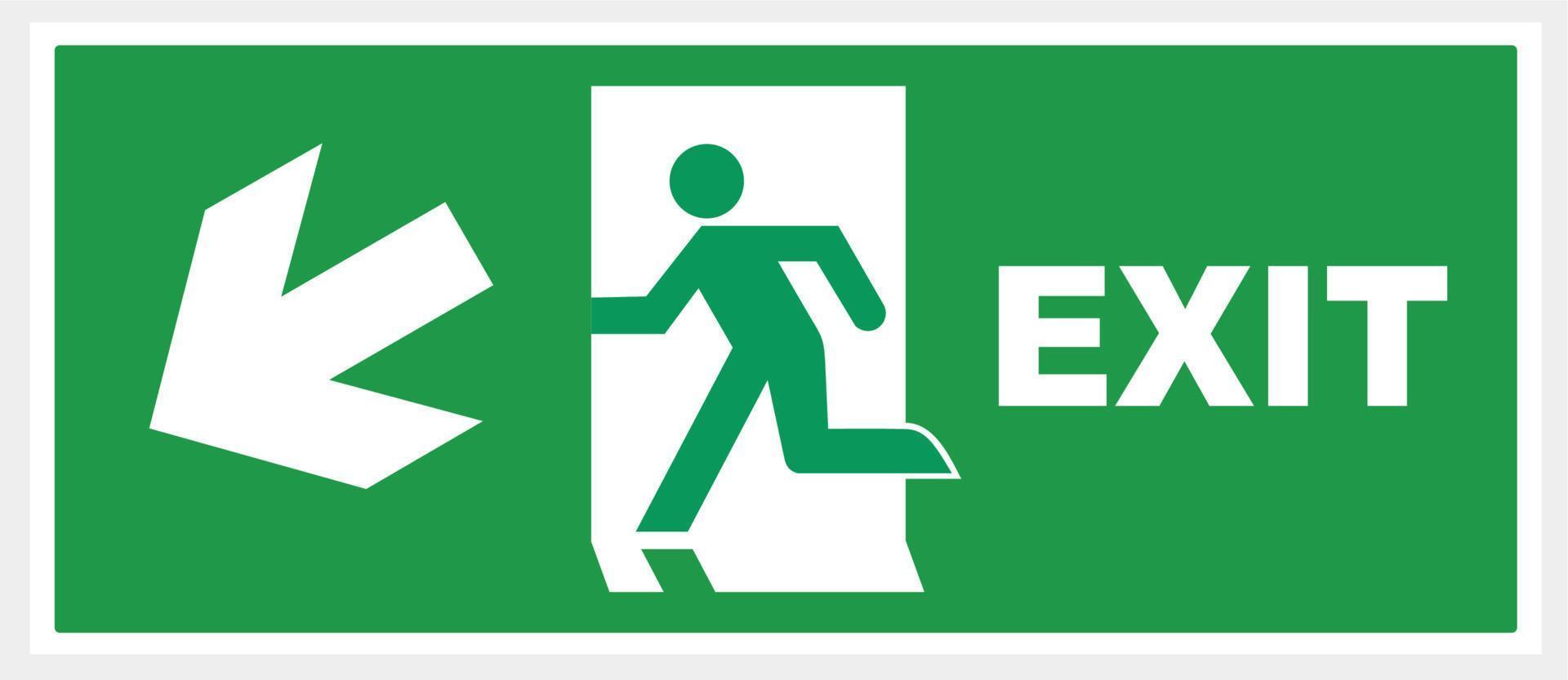 Emergency exit arrow. green background. Square illustration vector