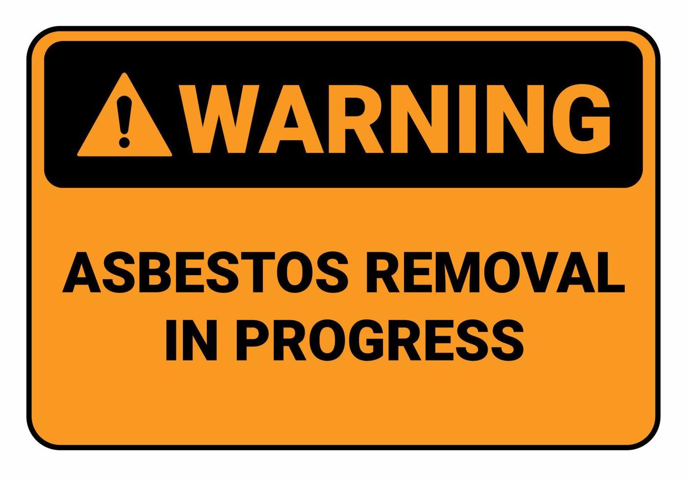 advertencia de eliminación de amianto en curso. Signo estándar de osha y ansi. Señal de seguridad. vector
