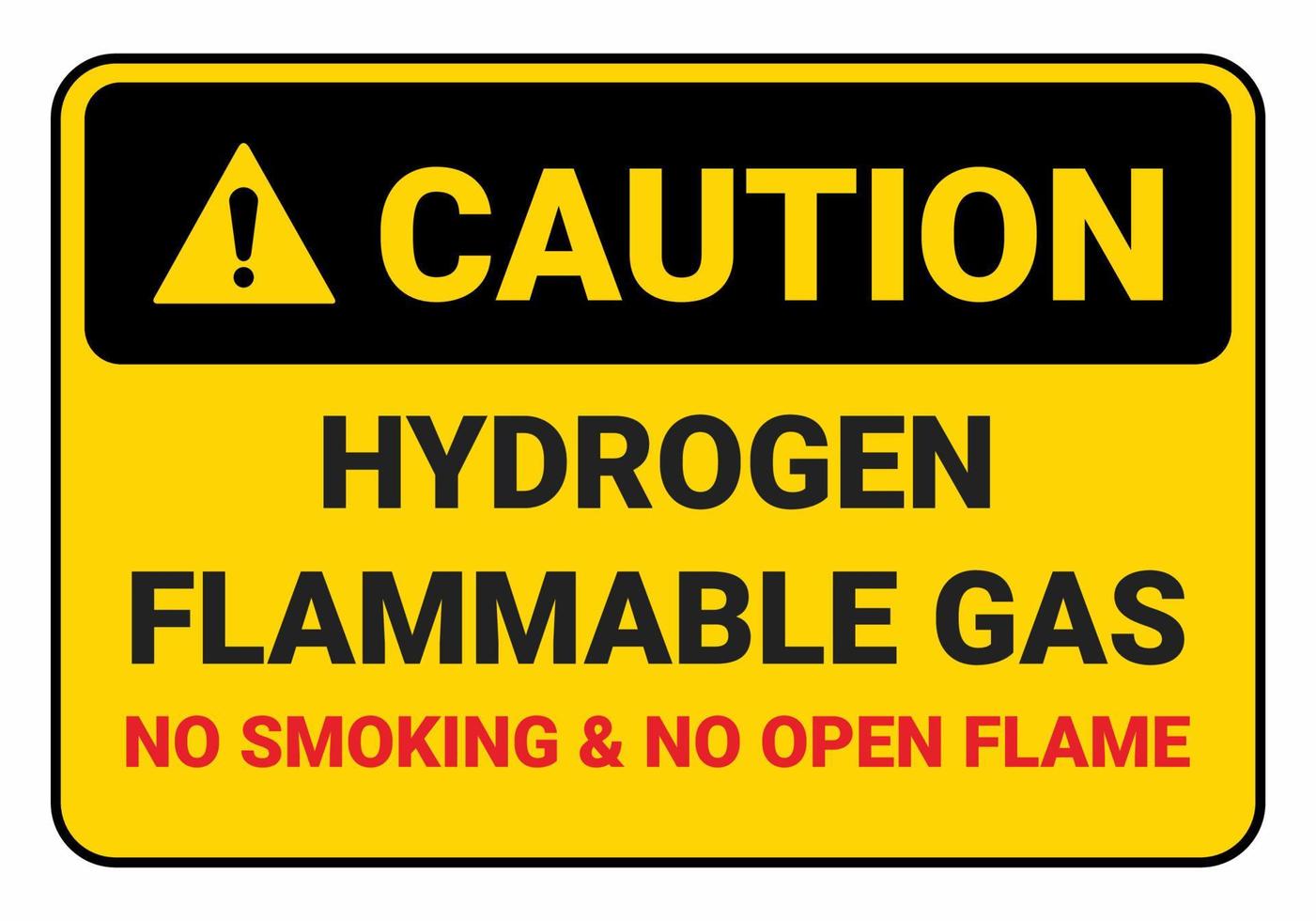 Caution hydrogen flammable gas. no smoking and no open flame. Safety sign Vector Illustration. OSHA and ANSI standard sign. eps10